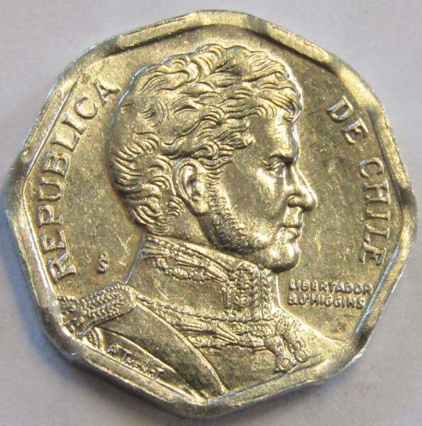 Монета Чили 1 песо 2008 года