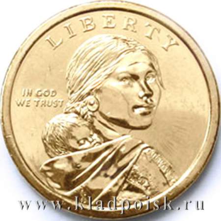 Монета 1 доллар Сакагавея Индианка