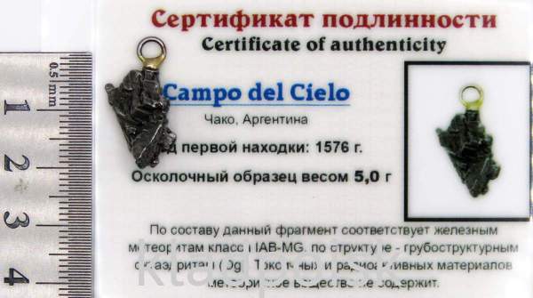 Подвеска из метеорита Campo del Cielo арт 8