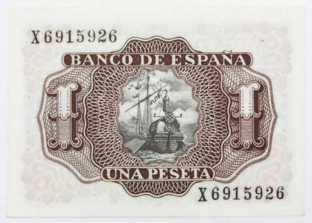Банкнота 1 песета 1953 года Испания, арт 2