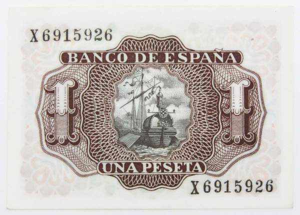 Банкнота 1 песета 1953 года Испания, арт 2
