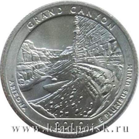 Монета 25 центов Национальный парк Гранд-Каньон, монетный двор D Монета 25 центов Национальный парк Гранд-Каньон, монетный двор D