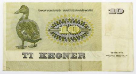 Банкнота 10 крон 1972 года Дания