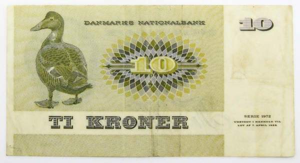 Банкнота 10 крон 1972 года Дания