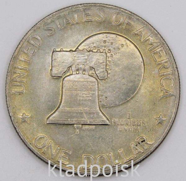 Монета 1 доллар США 1976 года (доллар Эйзенхауэра или Лунный колокол), арт 3