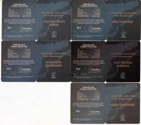 Набор монет 2,5 лиры Турция 2015 «Военные корабли», 5 монет