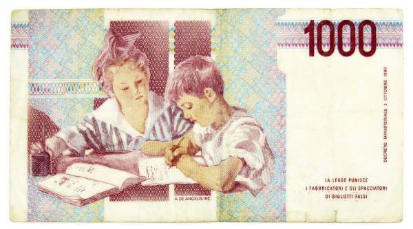 Банкнота 1000 лир 1990 года Италия Банкнота 1000 лир 1990 года Италия