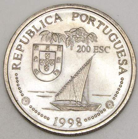 Монета 200 эскудо 1998 года, Португалия, Путешествие Васко да Гамы в Индию 1498 года - Индия