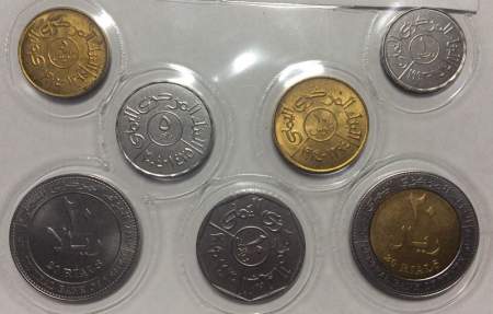 Набор регулярных монет Йемена 1974-2009 гг., 7 монет