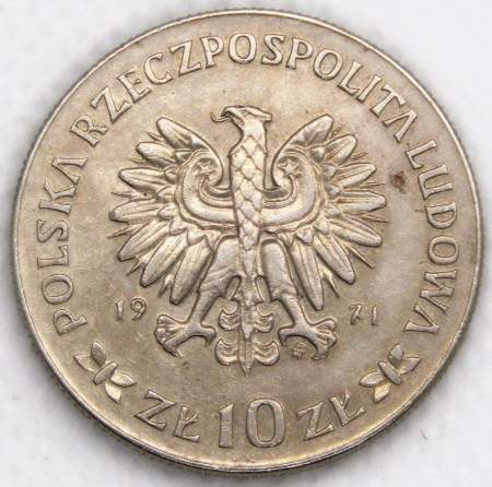 Монета 10 злотых Польша, 50 лет с момента присоединения Верхней Силезии, 1971