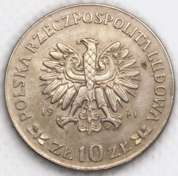 Монета 10 злотых Польша, 50 лет с момента присоединения Верхней Силезии, 1971
