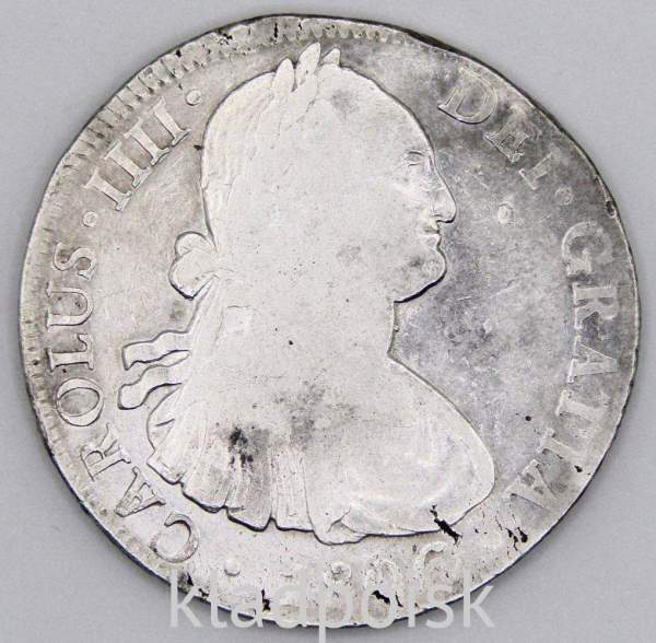 Монета 8 реалов 1806 года, Мексика (колония Испании) Король Карл IV, монетный двор Мехико