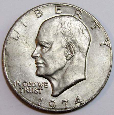 Монета 1 доллар США 1974 года (Доллар Эйзенхауэра или Лунный орёл) P