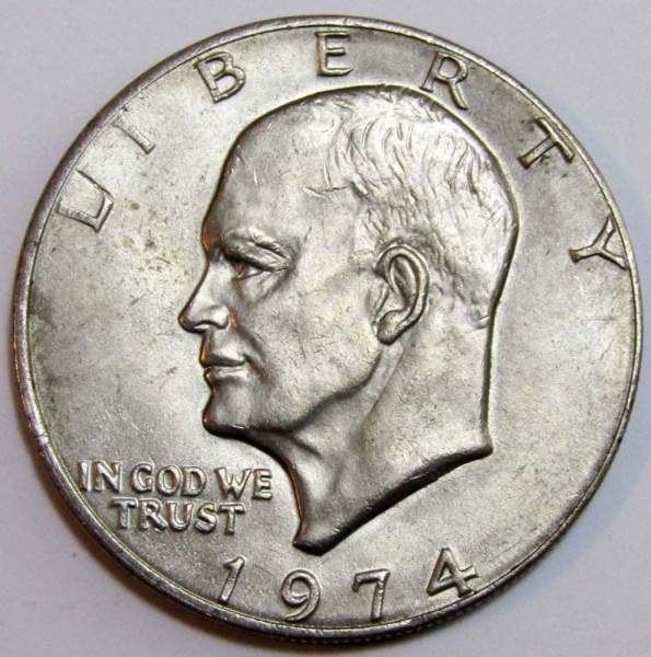 Монета 1 доллар США 1974 года (Доллар Эйзенхауэра или Лунный орёл) P Монета 1 доллар США 1974 года (Доллар Эйзенхауэра или Лунный орёл) P