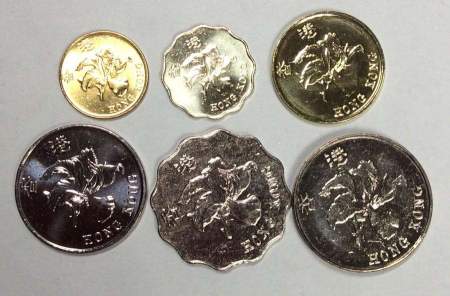 Набор регулярных монет Гонконга 1997-2015