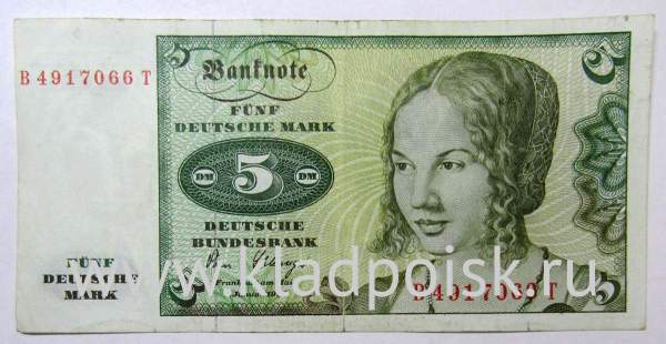 Банкнота 5 марок ФРГ 1980 года