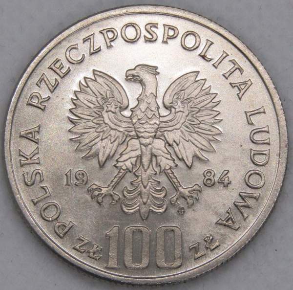 Монета 100 злотых Польша, 110 лет со дня рождения Винценты Витоса, 1984, арт 2