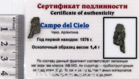 Осколок метеорита Campo del Cielo, арт 14