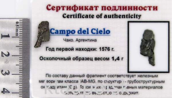 Осколок метеорита Campo del Cielo, арт 14
