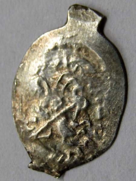 Денга Василий II Васильевич «Тёмный», серебро, Князь с отрубленной головой в руке/всадник с копьем, арт 5 Денга Василий II Васильевич «Тёмный», серебро, Князь с отрубленной головой в руке/всадник с копьем, арт 5