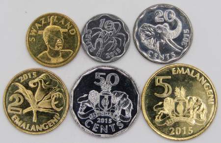 Набор монет Свазиленд 2015 года, 6 монет