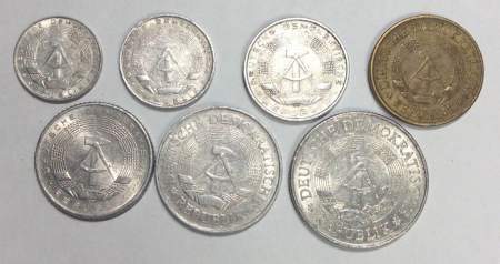 Набор монет ГДР 1960-1990 гг., 7 монет
