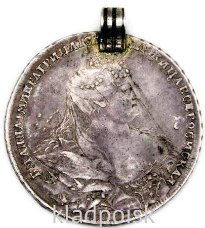 Монета рубль 1737 г. Анна Иоанновна, Дукач с напайкой, Портрет работы Дмитриева, Орел Петербургского типа