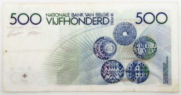 Банкнота 500 франков 1982 года Бельгия