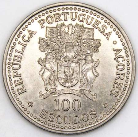 Монета 100 эскудо 1986 года - 10 лет автономии Азорских островов, Португалия