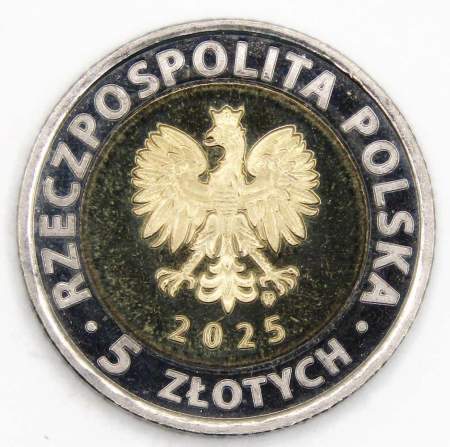 Монета 5 злотых Ратуша в Бжеге, Польша, 2025 г