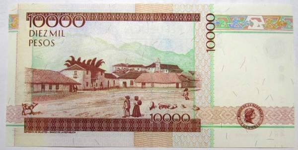 Банкнота 10000 песо 2014 года Колумбия Банкнота 10000 песо 2014 года Колумбия