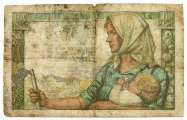 Банкнота 10 франков 1946 года Франция