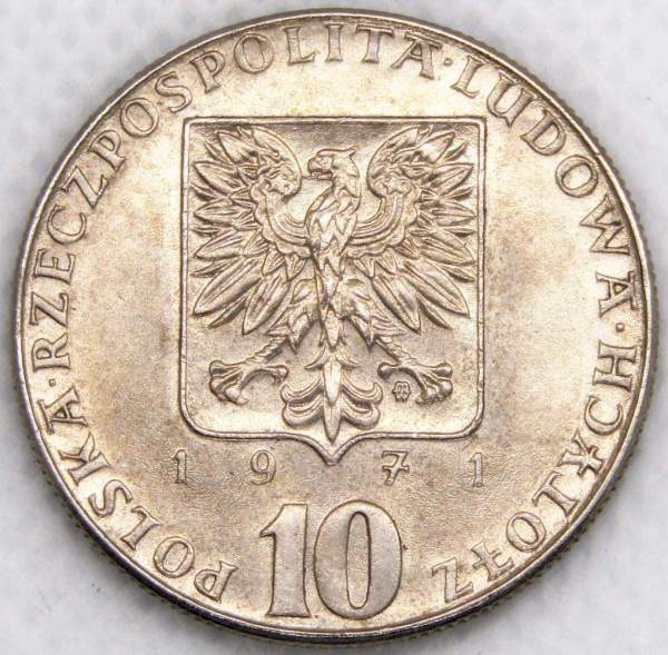Монета 10 злотых Польша, Продовольственная программа - Камбала, 1971, арт 2