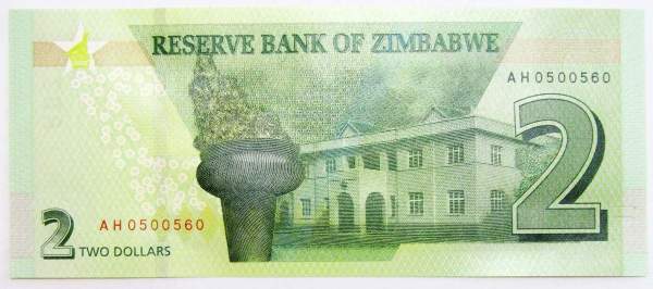 Банкнота Зимбабве 2 доллара 2019 года