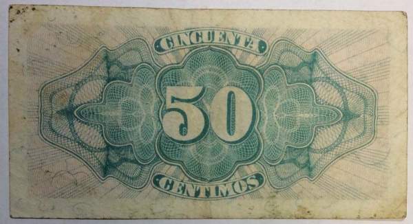 Банкнота 50 сентимо 1937 года Испания
