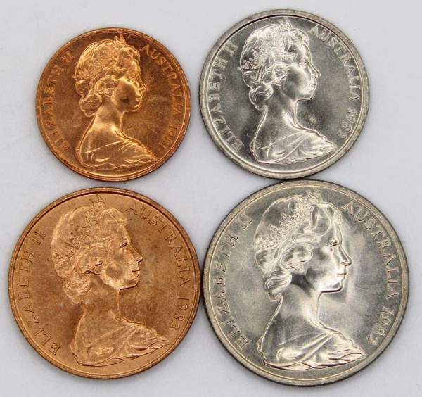 Набор монет Австралия 1981-1983 гг., 4 монеты
