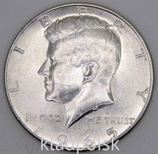 Монета  50 центов США «Кеннеди» 1965 года серебро 400 пробы, арт 4