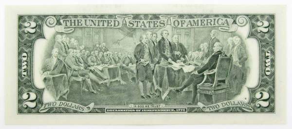 Банкнота 2 доллара США 2017 года, В - Нью-Йорк Банкнота 2 доллара США 2017 года, В - Нью-Йорк