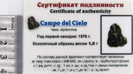 Осколок метеорита Campo del Cielo, арт 27
