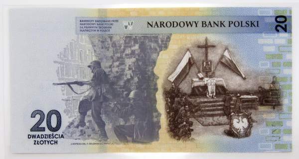 Памятная банкнота в оригинальном буклете 20 злотых 2024 года Польша, 80-летие Варшавского восстания