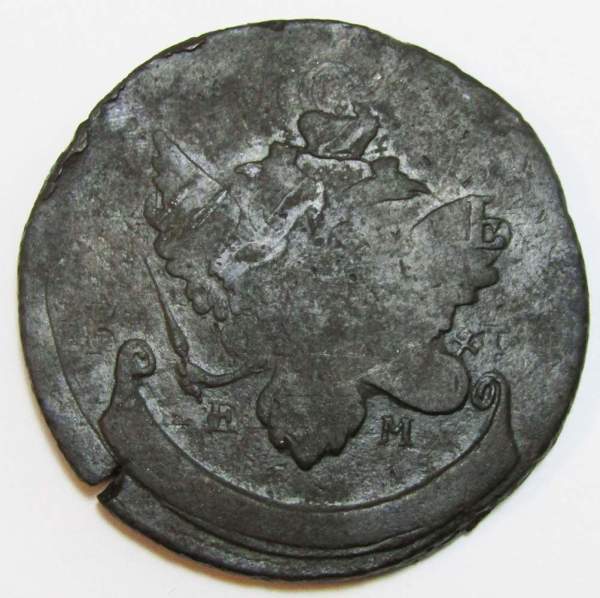 Монета 5 копеек Российской Империи 1793 перечекан