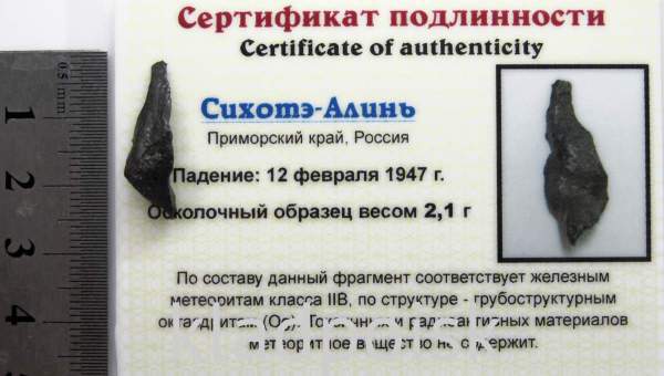 Осколок метеорита Сихотэ-Алинь арт 34