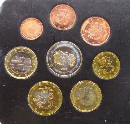 Набор монет Евро Финляндия 2001-2006 годов