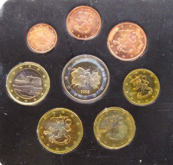 Набор монет Евро Финляндия 2001-2006 годов