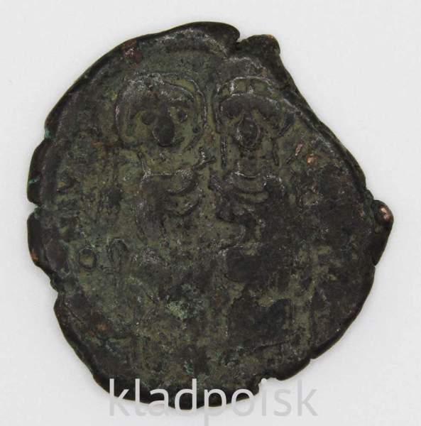 Монета Византии Фоллис Император Юстин II и София, Константинополь, 565 г. Монета Византии Фоллис Император Юстин II и София, Константинополь, 565 г.