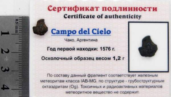 Осколок метеорита Campo del Cielo, арт 26