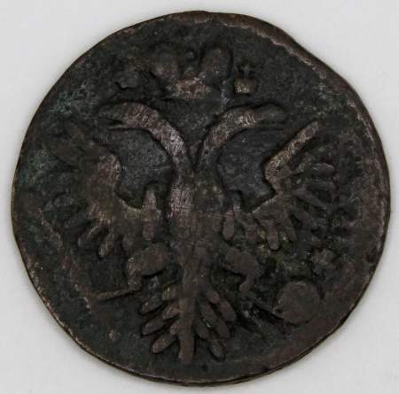 Монета 1 денга 1735 года, Российская Империя, Анна Иоановна, арт 3