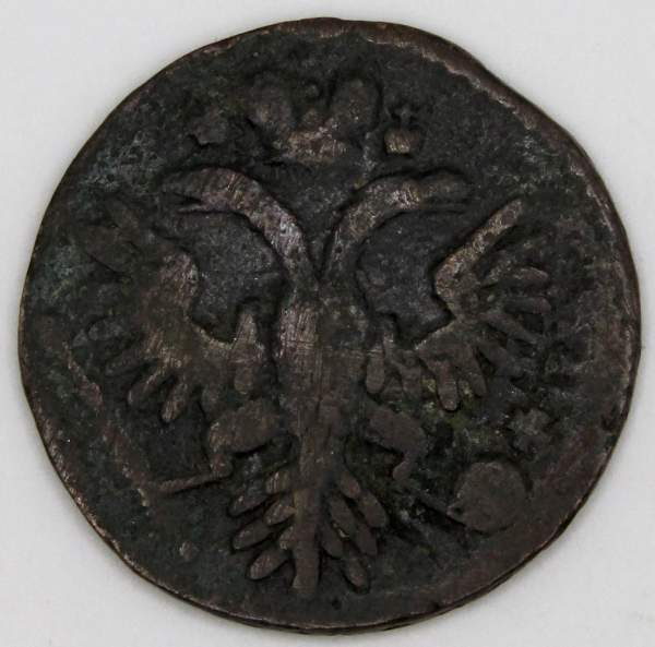 Монета 1 денга 1735 года, Российская Империя, Анна Иоановна, арт 3 Монета 1 денга 1735 года, Российская Империя, Анна Иоановна, арт 3