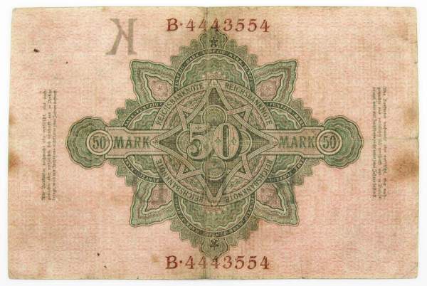 Банкнота 50 марок 1910 года Германия