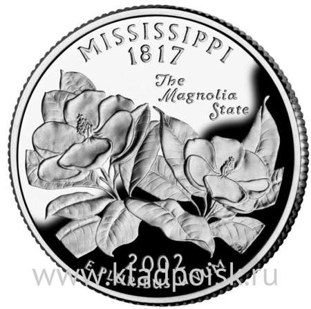 Монета 25 центов Штат Миссисипи